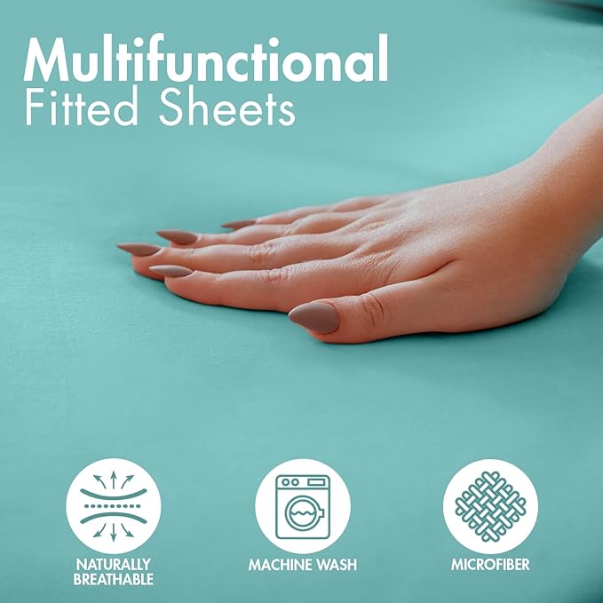 Microfiber Aqua Blue Dyed Solid Bed Sheet Set