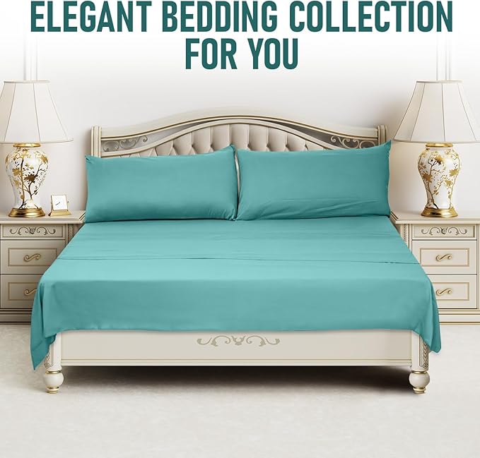 Microfiber Aqua Blue Dyed Solid Bed Sheet Set