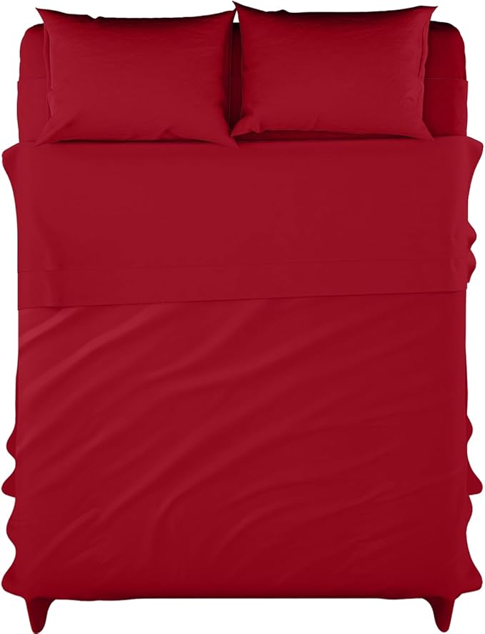 Microfiber Burgundy Dyed Solid Bed Sheet Set