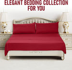 Microfiber Burgundy Dyed Solid Bed Sheet Set
