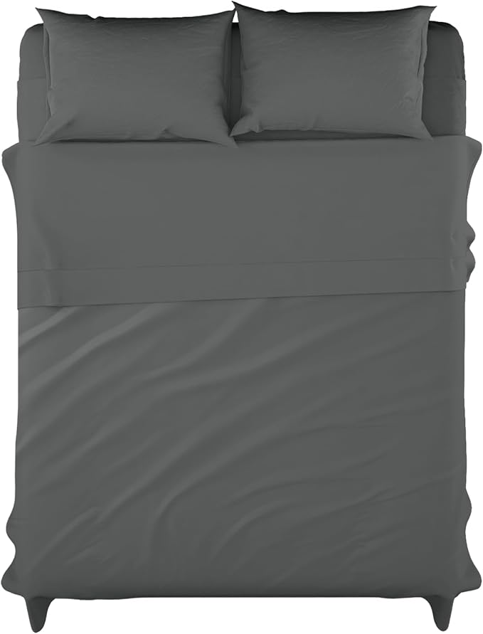 Microfiber Grey Dyed Solid Bed Sheet Set