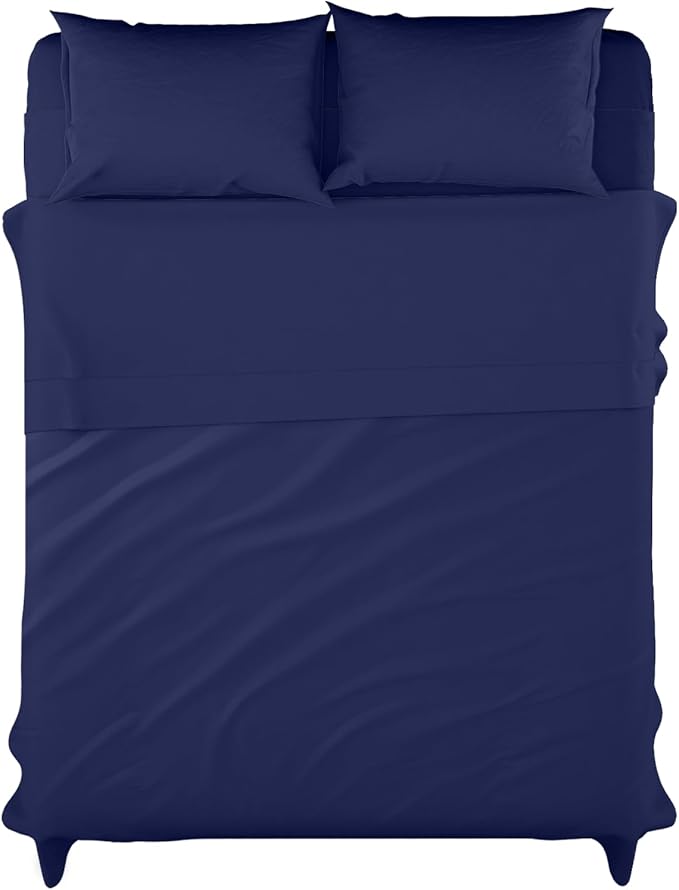 Microfiber Navy Blue Dyed Solid Bed Sheet Set