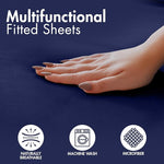 Microfiber Navy Blue Dyed Solid Bed Sheet Set