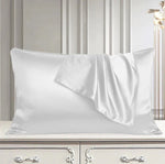 pair of satin pillow cover white pillow cover.