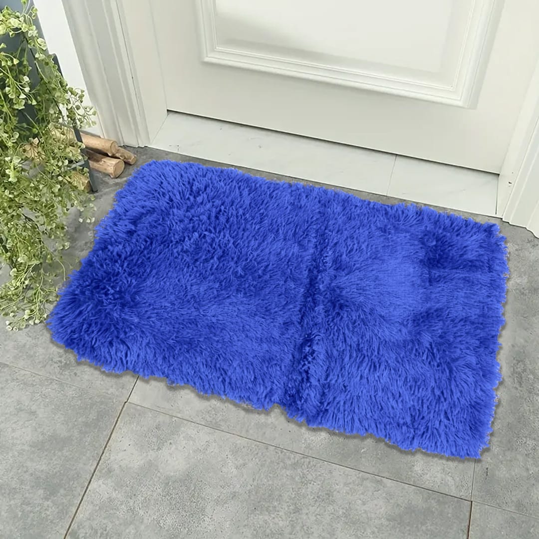 plush foot matt blue
