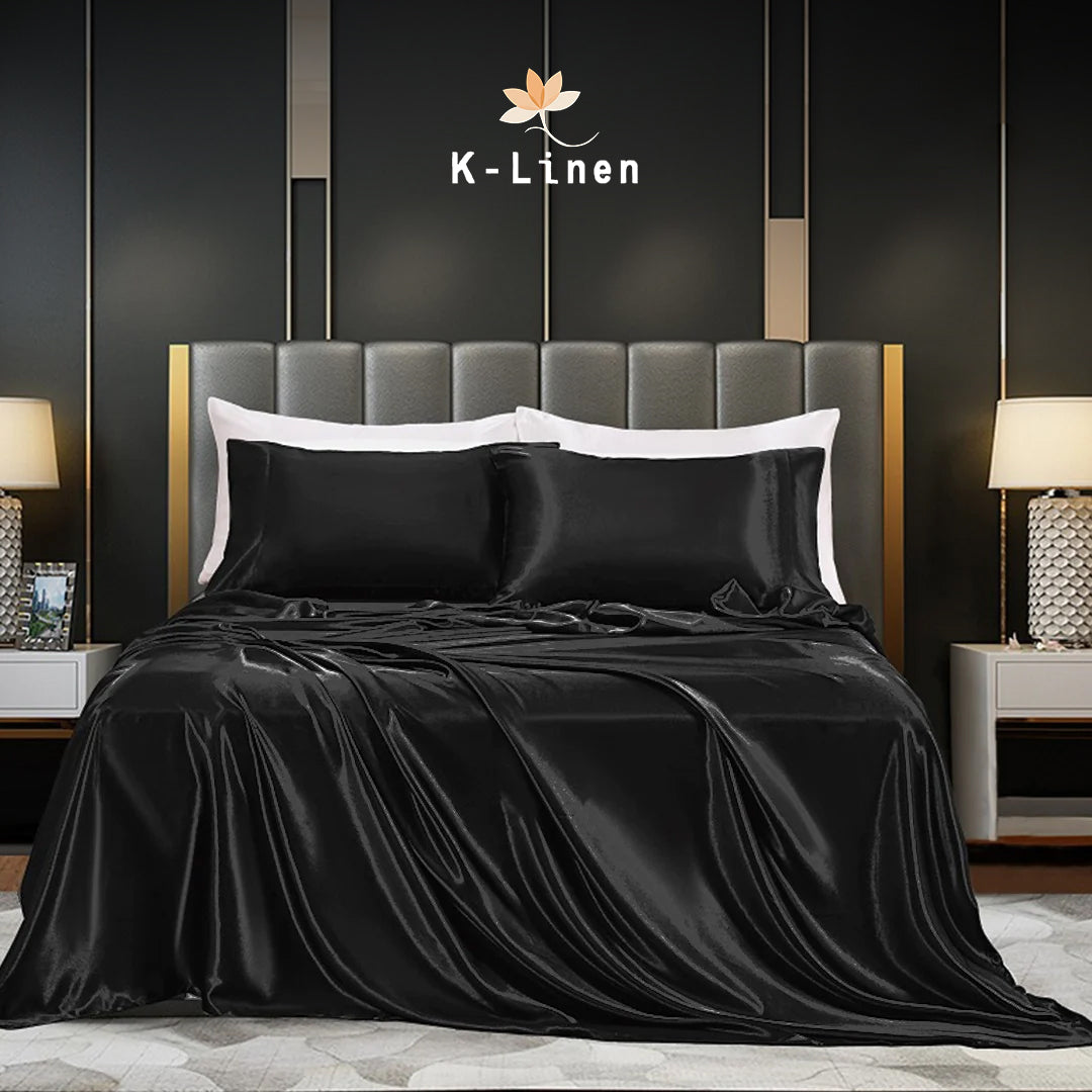 premium satin sheet black