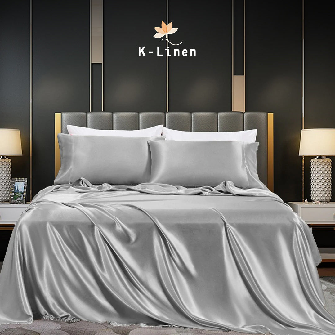 premium satin sheet grey