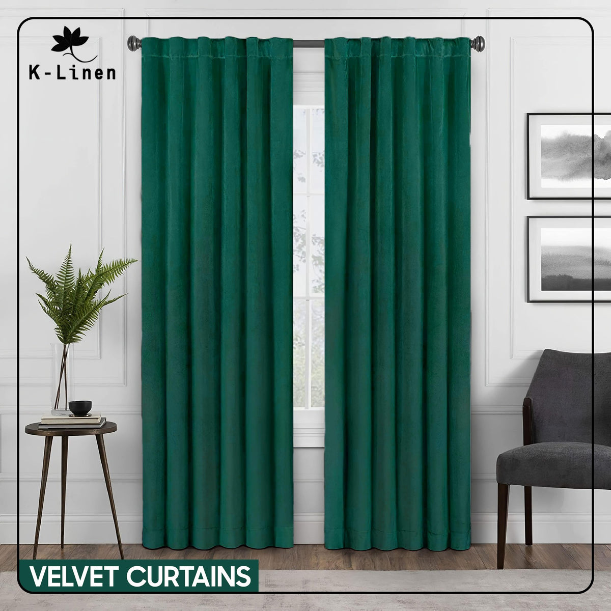 premium velvet curtain emerald green