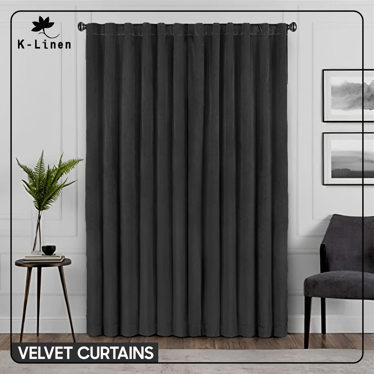 Premium Velvet Curtain Grey