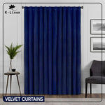 premium velvet curtain pair navy blue