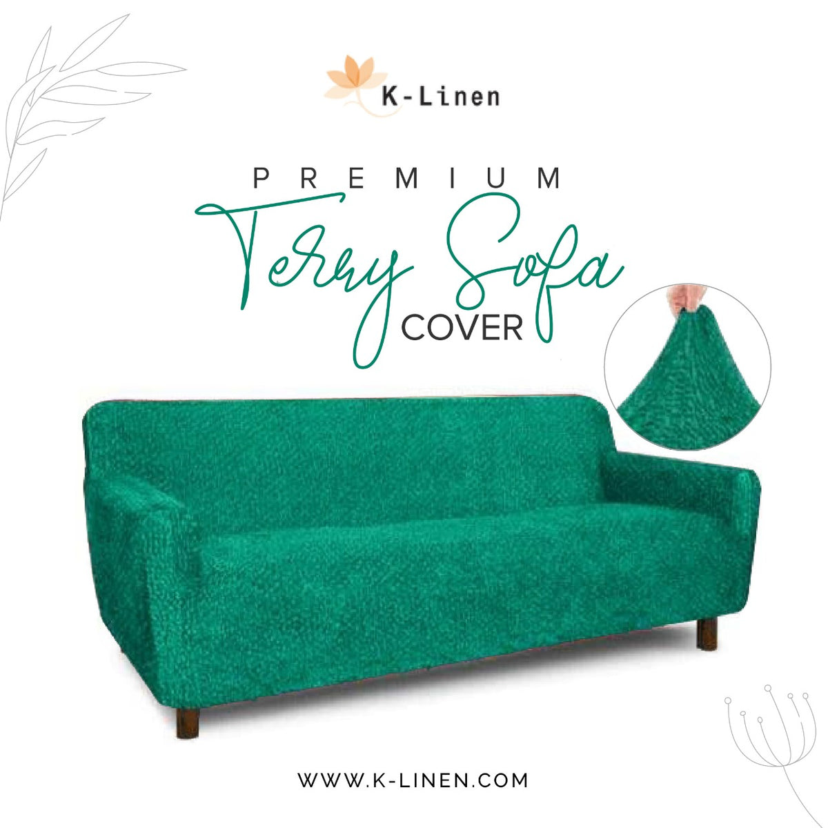 premium terry sofa cover emarald green sofa cover.