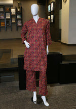 2 piece printed lawn suit mahogany suit.