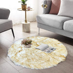 round shape furry rug 90cm yellow white