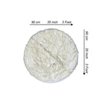 round shape furry rug 90cm white yellow