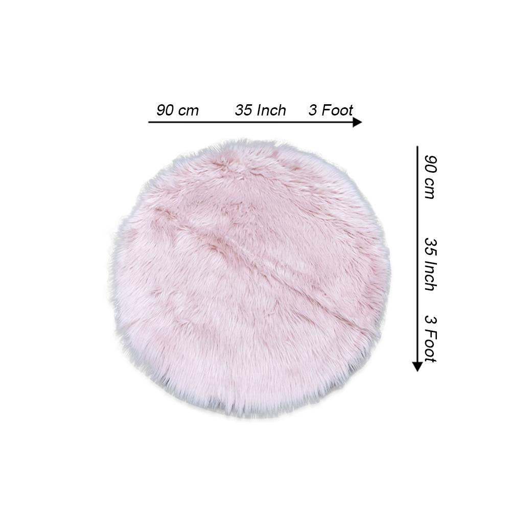 round shape furry rug 90cm pink