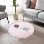 round shape furry rug 60cm pink