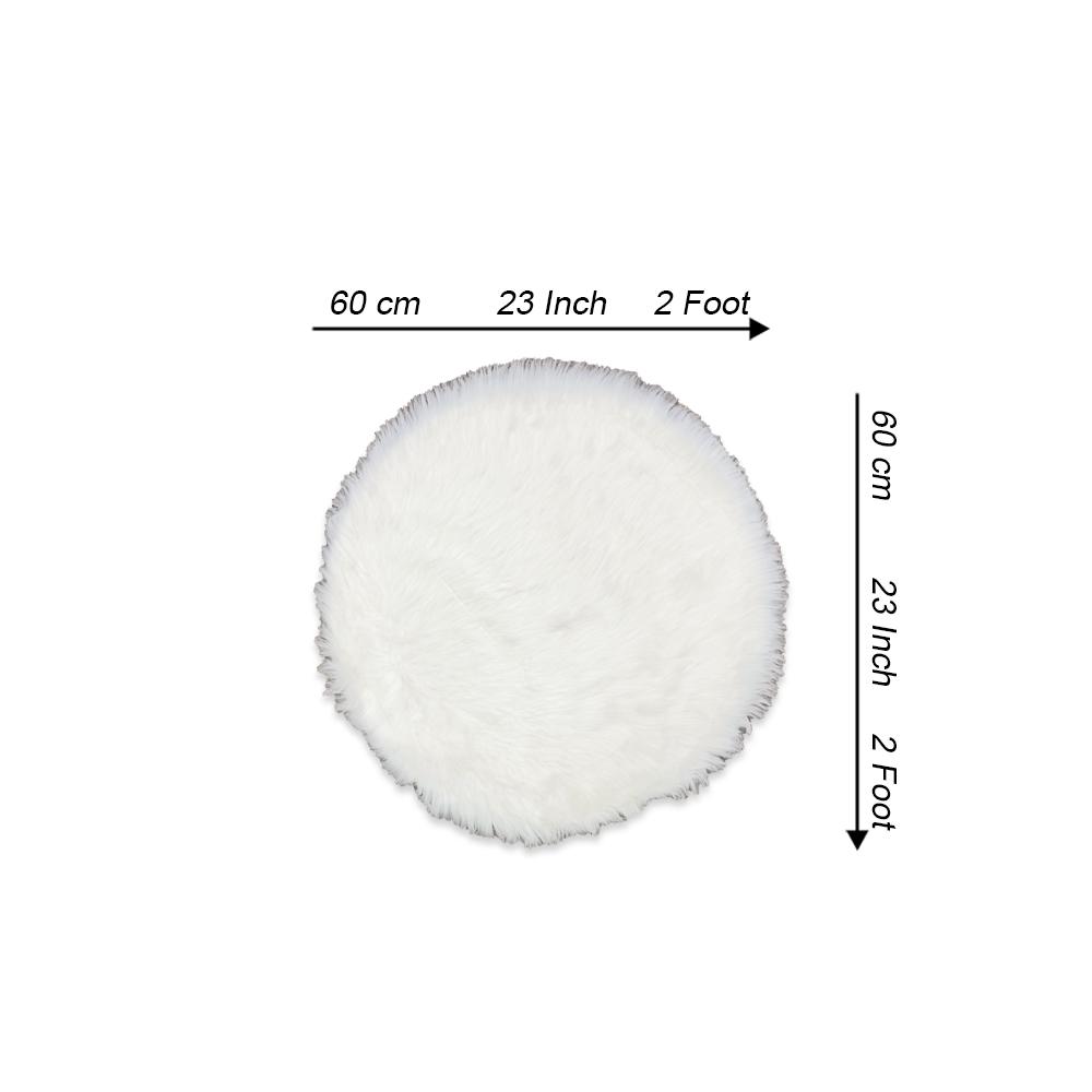 round shape furry rug 60cm white