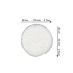 round shape furry rug 60cm white