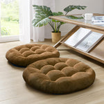 round shape velvet floor cushions pack of 2 brown