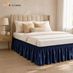 Satin Bed Skirt - Navy Blue