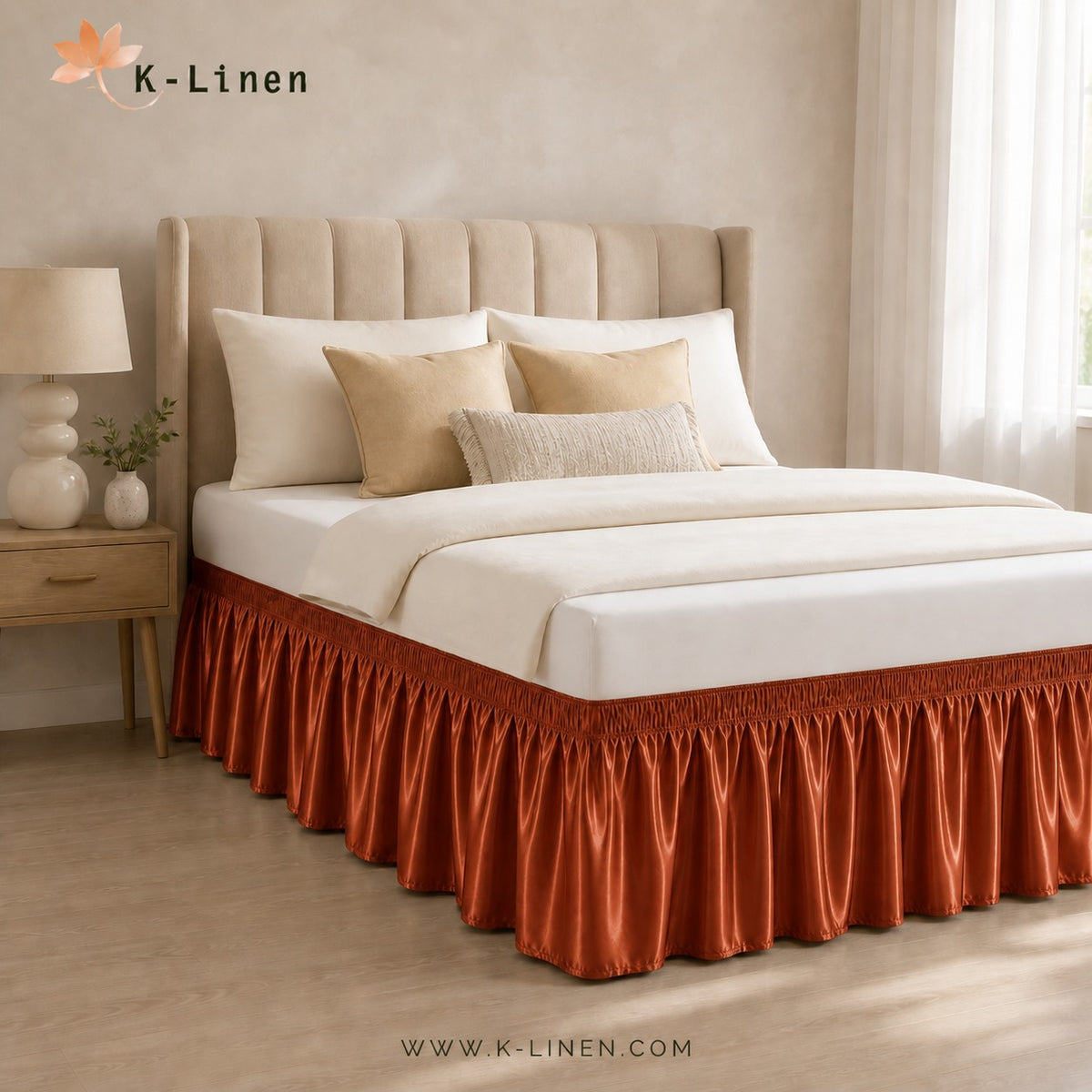 Satin Bed Skirt - Orange