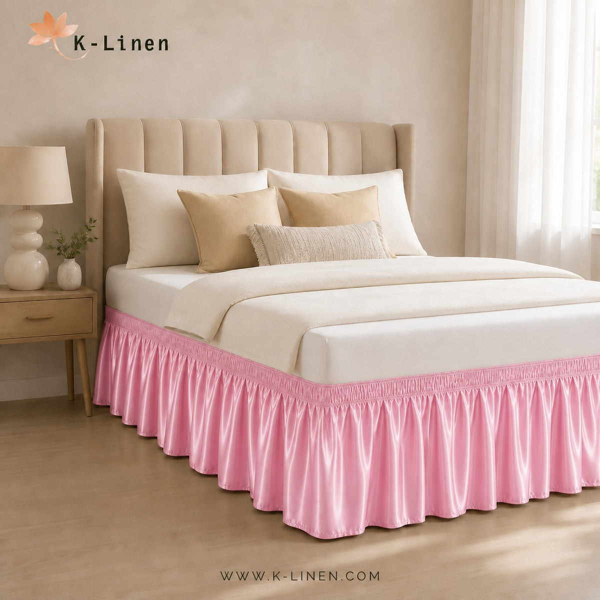Satin Bed Skirt - Pink