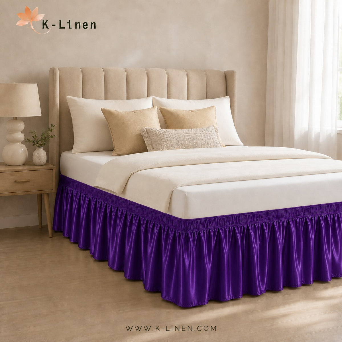 Satin Bed Skirt - Purple