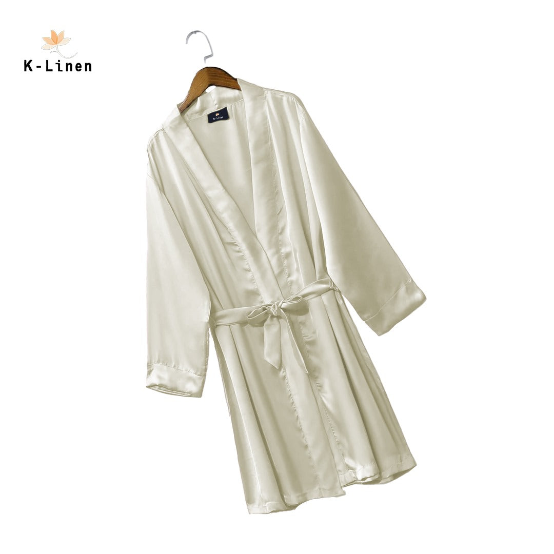 silk satin robe off white
