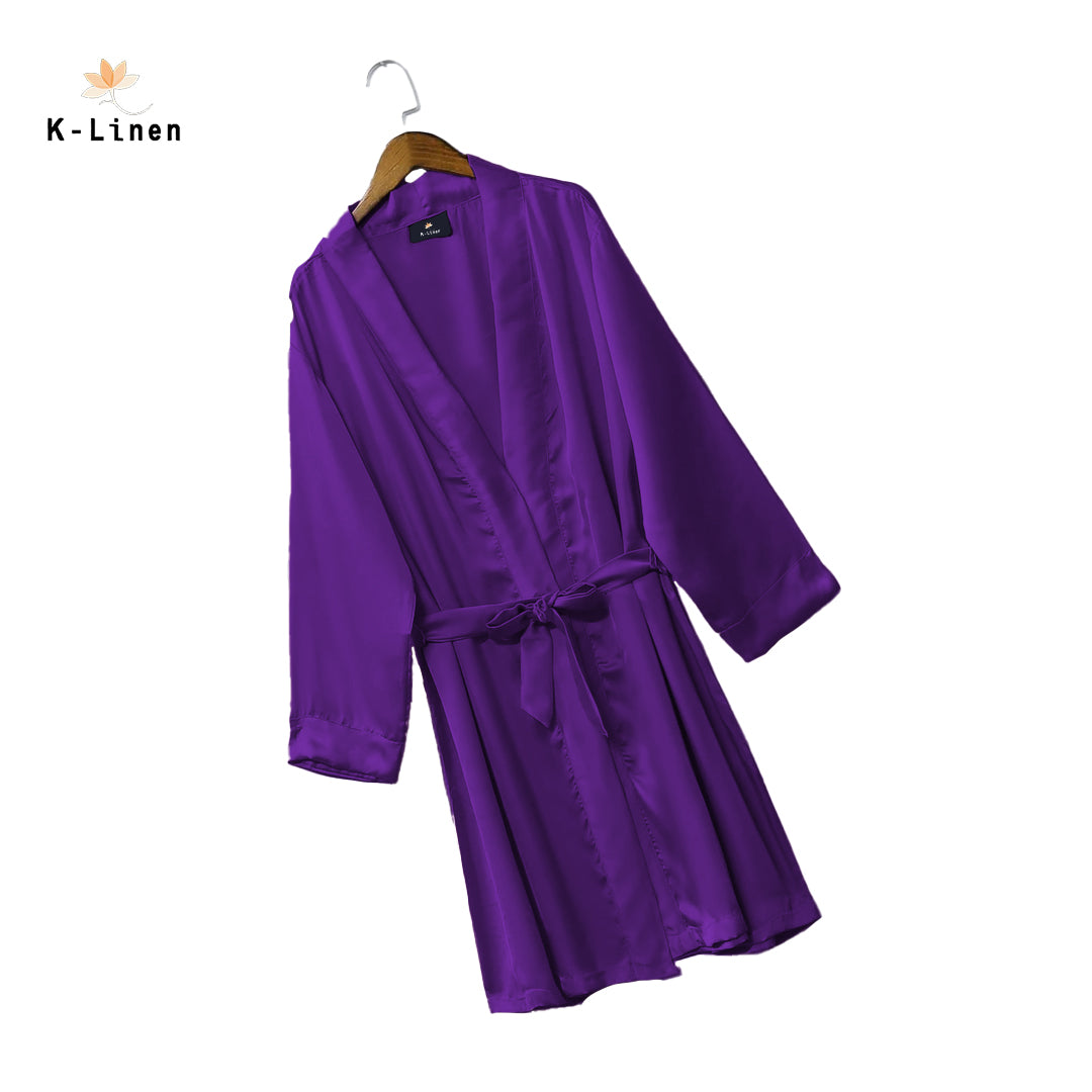 silk satin robe purple
