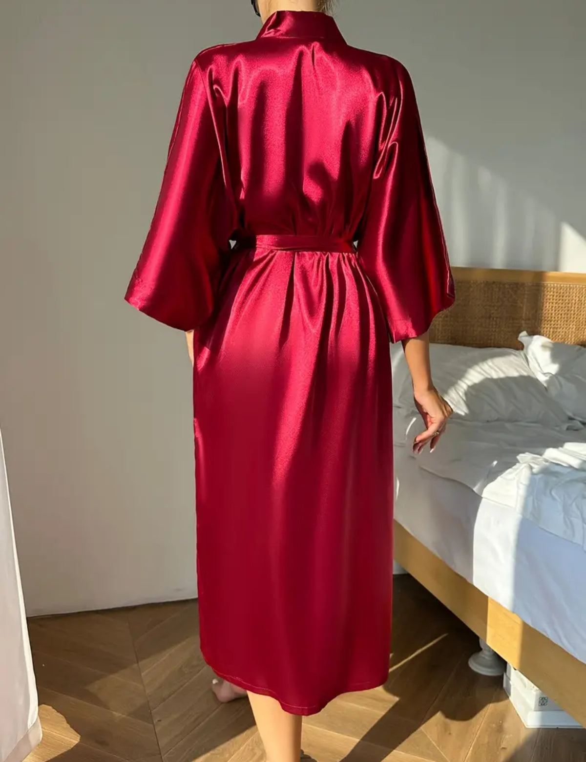 silk satin robe red