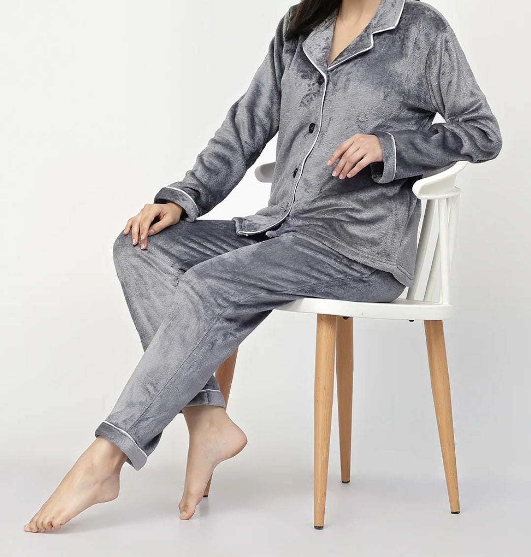 women velvet suite grey suit.