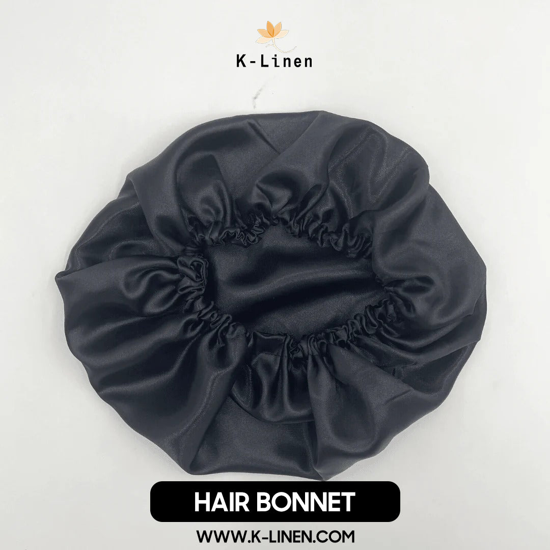 silk hair bonnet black