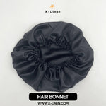 silk hair bonnet black