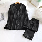 silk loungewear suit black suit.