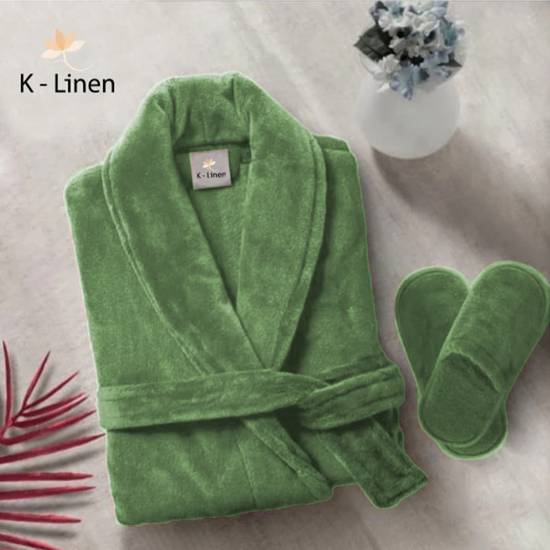 velour green bathrobe