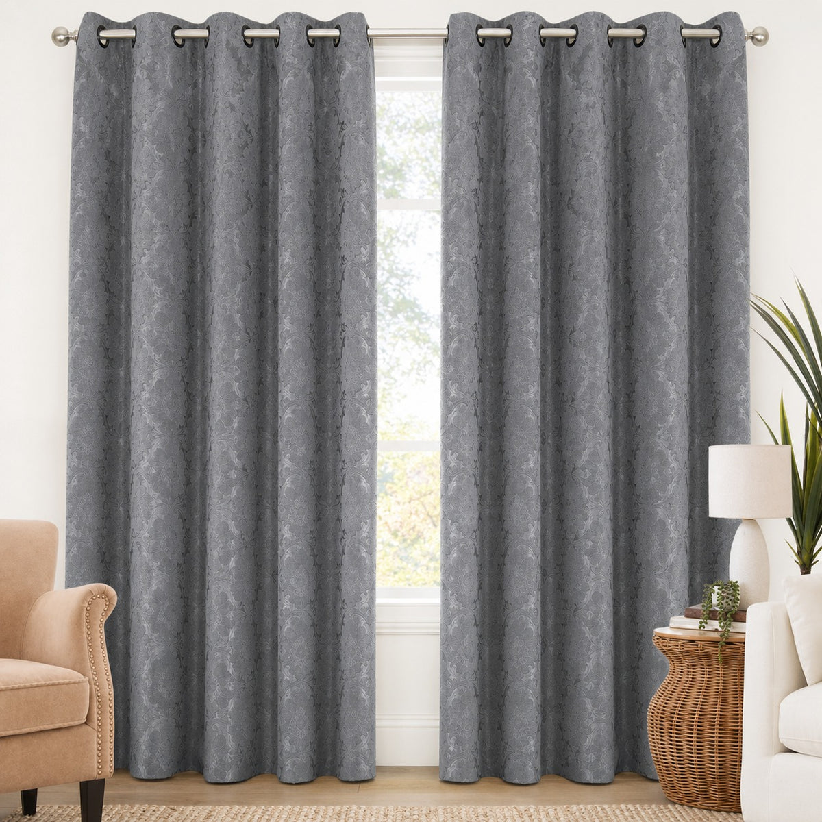 Jacquard Curtains - Grey