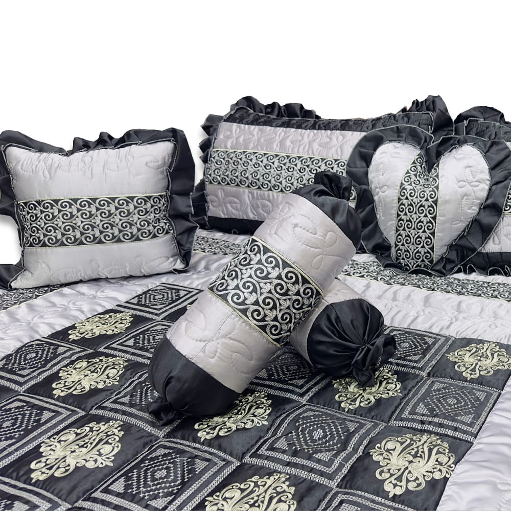 bridal bedsheet set silver black bed sheet set.
