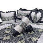 bridal bedsheet set silver black bed sheet set.