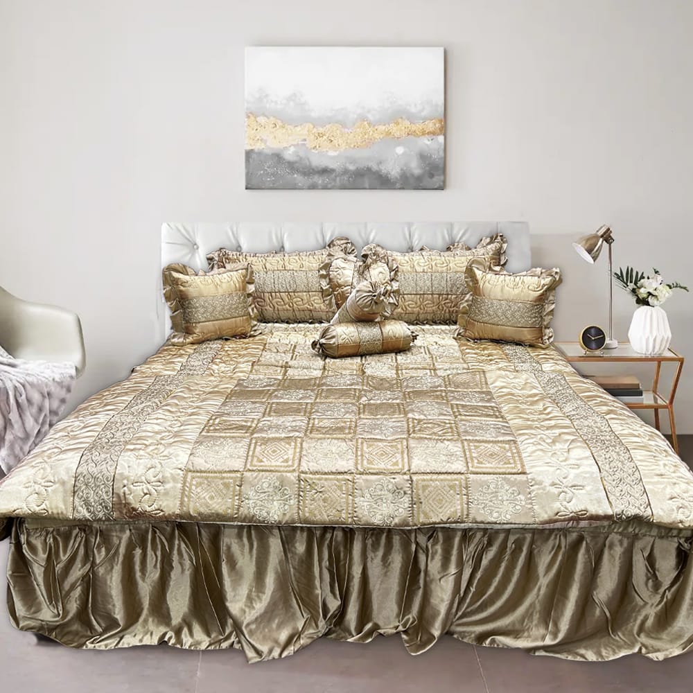 bridal bedsheet set golden hues bed sheet set.