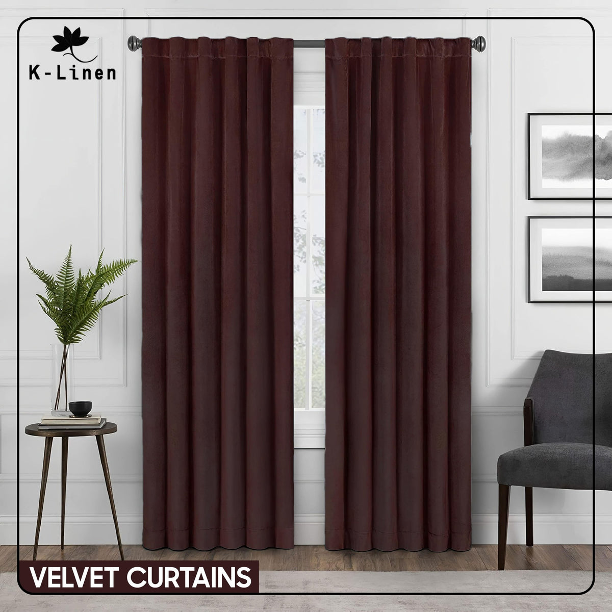 premium velvet curtain dark brown