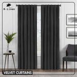 premium velvet curtain pair grey