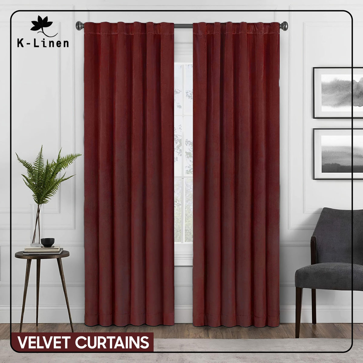 premium velvet curtain maroon
