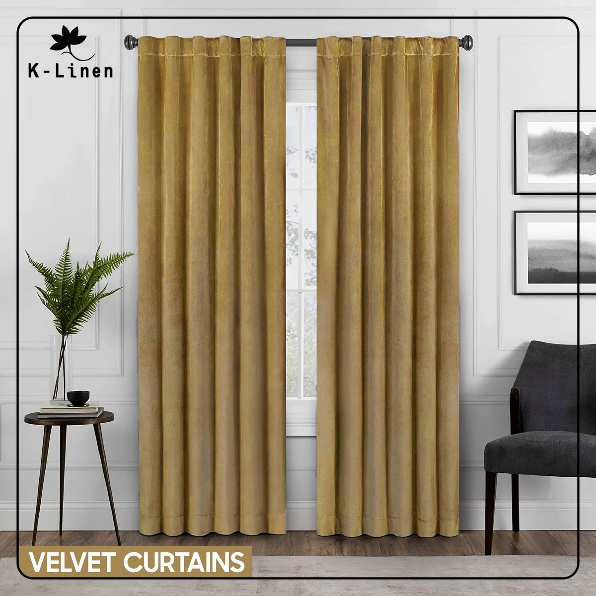 premium velvet curtain golden beige