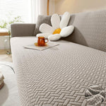 stripe jacquard l shape sofa cover beige sofa cover.