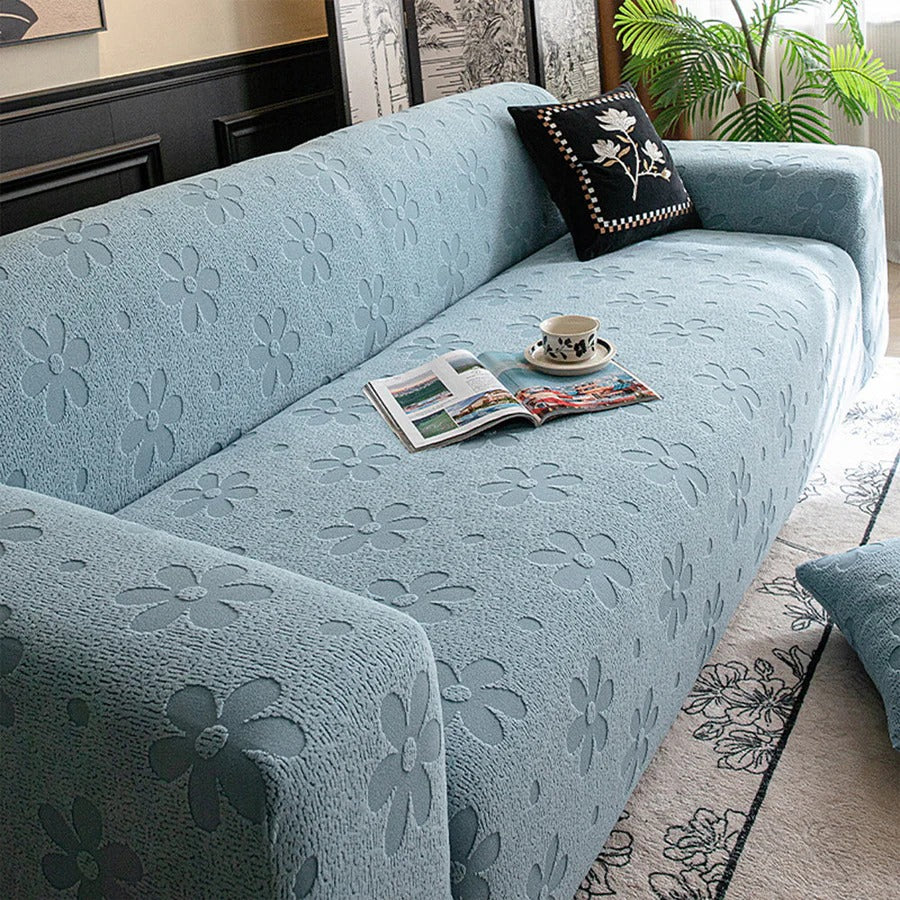 Flora Jacquard Sofa Cover - Cloud Bloom