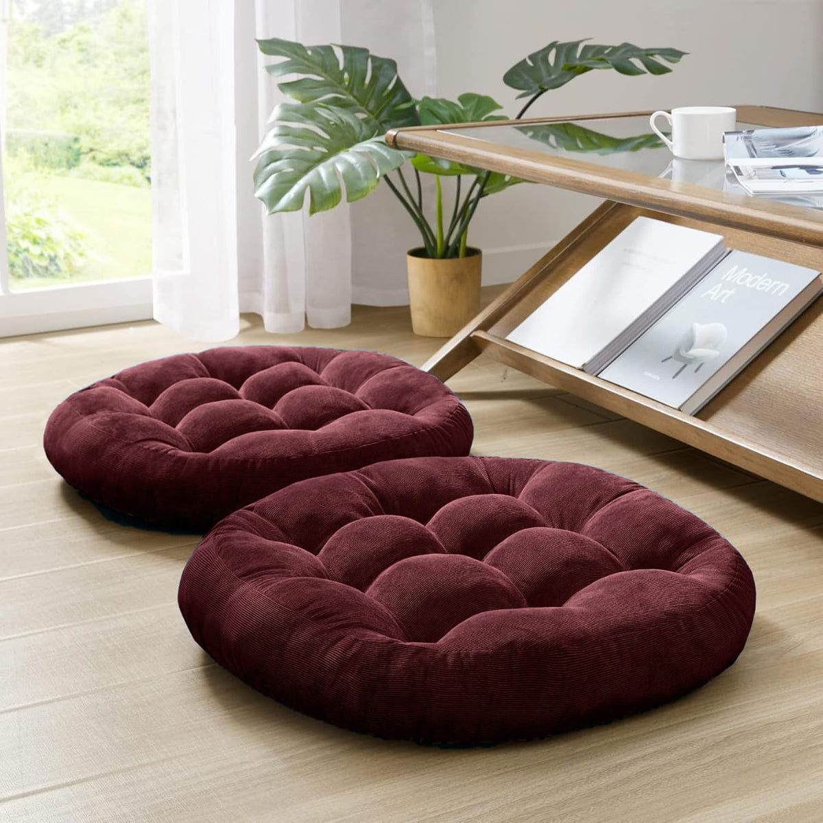 Breathable Rich Comfy Round Shape Floor Cushion – Grey main image 1