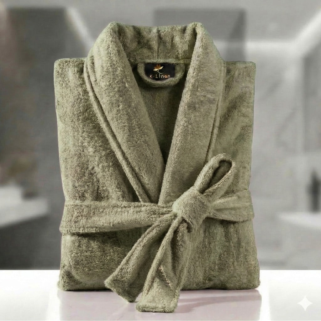 Fluffy Bathrobe - Olive Green