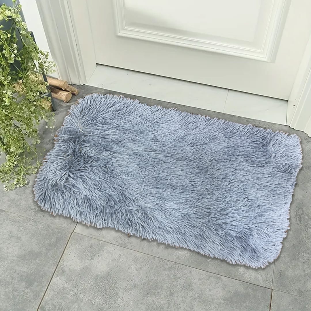 plush foot matt grey