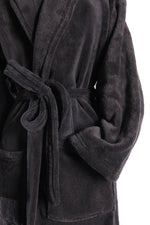 velvet black bathrobe