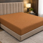Stripe Jacquard Bed Fitted Sheet - Camel Brown